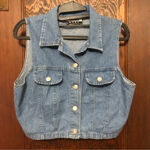 Vintage denim button down western vest sz M